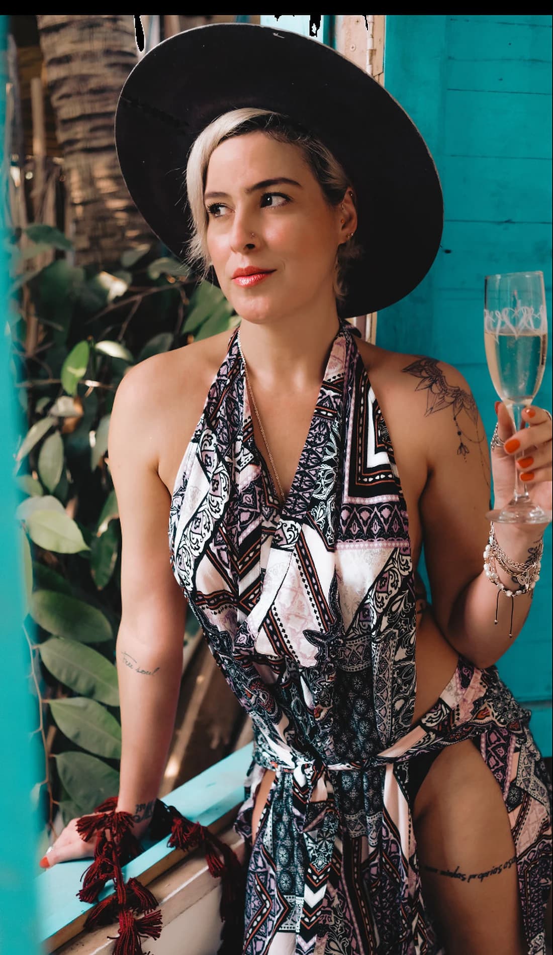 2CC — halter dress and hat